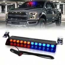 12pcs LED Lights 12V Windshield Dashboard Ceiling Hazard Warning Light Strip With Suction Cup, Suitable For Cars, Trucks, Red & Blue Color