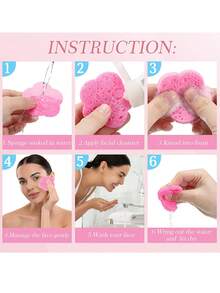 Compressed Cellulose Heart Shape Facial Sponges Natural Cosmetic Spa Sponges Reusable For Facial Cleansing Exfoliating - Watermelon Pink - View 3