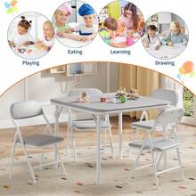 Juego de mesa y sillas plegables para niños de 3 piezas, ideal para actividades infantiles, comedores, guarderías y aulas. - Gris - Ver 7
