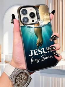 Christian Jesus Is My Savior Print Phone Case For IPhone  Religious Style Protective Cover For Women Men - Purple - View 6