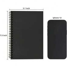 Spiral Bound Sketchbook 7.5x5.1 Inches 100 Pages 50 Sheets Black Soft Cover Blank Notebook For Drawing Writing Journaling - 1 - 查看 3