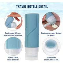 Juego de 18 Botellas De Viaje De Silicona botellas a prueba de fugas de 3.4 onzas/100 ml con etiqueta botellas de viaje portatil sin BPA kit de viaje recargable travel entials Estilo A - EstiloA - Ver 3