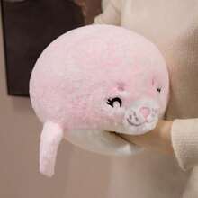 1个可爱海豹毛绒保暖手枕，柔软填充玩偶，卡通海豹保暖手枕，靠垫，午睡枕，适用于卧室、沙发、装饰、生日、感恩节、复活节礼物 - 彩色 - 查看 8