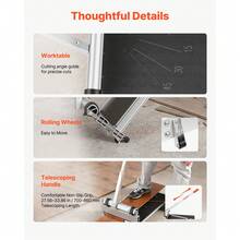 Cortador de pisos de vinilo de 13 pulgadas, Cortador de pisos laminados de 16 mm de grueso con ajustes de ángulo ajustables de 15 ° / 30 ° / 45 °, Ruedas flexibles, Manija telescópica, Corta madera de ingeniería, LVT, VCT, SPC, LVP, WPC - 16 milímetros - Ver 6