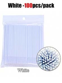 100pcs Black/Purple Micro Brushes For Eyelash Extension And Makeup - 2.0mm Precise Brush Head, Fragrance-Free, No Power Needed, Fluffy White Bristles, Makeup Tools And Accessories, Makeup Application | Fashionable Handle Design | Synthetic Bristles - Multicolor - View 15