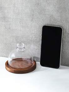 1个迷你甜点盘木质托盘，蛋糕盘木质托盘，玻璃罩糕点展示托盘，适合聚会、节日和日常使用 - 彩色 - 查看 3