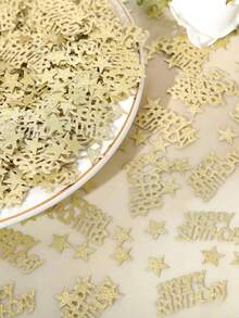 1 conjunto/1 unidade de confete de papel em formato de estrela de cinco pontas com glitter para decoração de festas de aniversário. Ideal para bolos de aniversário, casamentos, aniversários de casamento, decoração de ambientes, festas em geral, jogos de mesa em casamentos e ocasiões de primavera (Páscoa). - Ouro - Ver 1