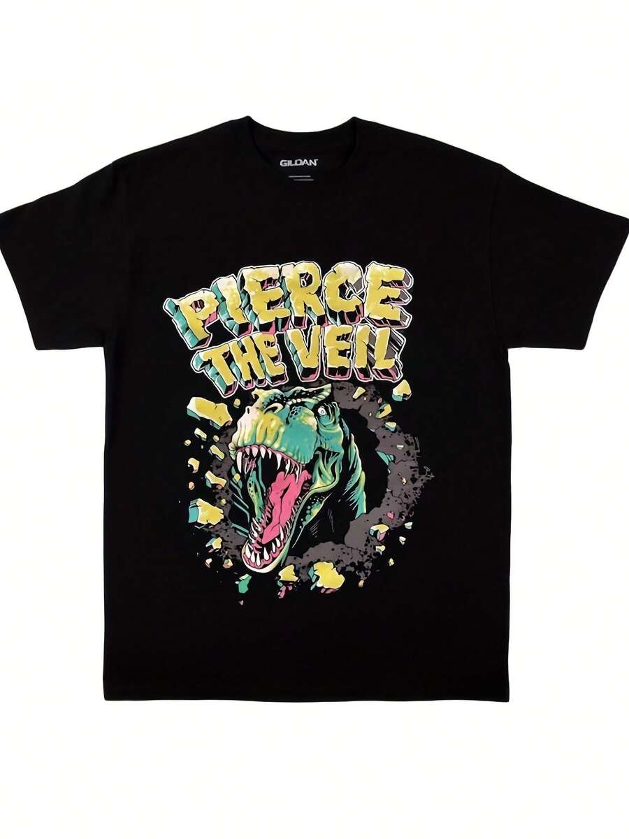 Dino Rock Graphic Tee, T-Rex Music Lover Uni T-Shirt, Vintage Style S-5XL - 款式8 - 查看 1