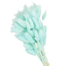 15.7in Bunny Tails Dried Flowers, 120pcs Pampas Grass Decor Rabbit Tail Natural Pampas Grass Bulk Fluffy Faux Pampas Grass Dried For Home Boho Decor Vase Wedding Table, Light Blue - 淺藍色 - 查看 1
