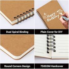 EUSOAR College Ruled Spiral Notebook, A5 3packs 5.5\X8.3\ 120 Pages Line Travel Notebooks Journal, Memo Notepad Sketchbook, Students Office Business Subject Diary Ruled Book Journal-Kraft Cover - 卡夫 - 查看 5