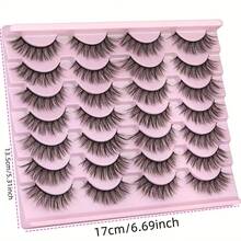 LIMEIKAI 14 Cặp lông mi giả, 15mm, lông mi giả 3D mềm mại như lông chồn, kiểu dáng tự nhiên, lông mi mắt mèo bồng bềnh. - Mi tự nhiên - Xem 3