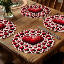 2/4/6/8/20pcs Set Heart Shaped Placemats - 13.8" X 13.8", Holiday Pattern, Suitable For Daily Holiday Kitchen Party Tabletop Decor Non-Slip Polyester Placemats, Machine Washable, Ideal For Valentine's Day Dining, Kitchen, Home Decor, Outdoor Holiday Party, Tableware Decoration | Vibrant Tabletop Accent | Polyester Placemats Non-Slip Heat Resistant, Suitable For Romantic Dining And Parties - Multicolor - View 14