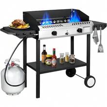 Llamaviva 2 Burner Gas Stove, Propane Outdoor Stove With Side Shelves, Removable Legs & Regulator, 150,000 BTU Propane Burners For Outdoor Cooking, Camping & BBQ Cookouts - 雙灶頭和側邊層架 - 查看 10