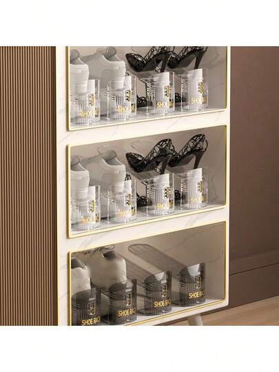 1/3 세트 투명 그레이 이중 레이어 플라스틱 신발 랙, 침실 복도 옷장 및 현관을 위한 쉬운 조립, 트레이너 스니커즈 부츠 샌들 및 힐을 위한 다용도 정리함, 투명한 가시성을 가진 쌓을 수 있고 공간 절약형 디자인, 가볍지만 내구성 있는 플라스틱 구조, 중립적인 인테리어를 보완하는 현대적인 미니멀리스트 미학