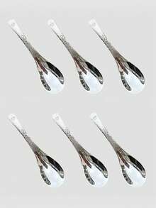 6 Pack Hammered Stainless Steel Soup Spoons Set – Elegant & Durable Premium Quality Kitchenware For Dining