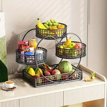 Senmeo 1PC 3-Tier Black Heart-Shaped Fruit Basket Bowl, Countertop Storage & Display Rack For Fruits/Vegetables/Snacks, Picnic/Wedding/Party Holiday Gift - 心形 - 查看 2