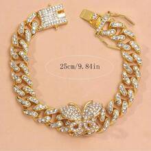 1pc Fashionable Jewelry Accessory Luxury Fully Rhinestone Studded Butterfly Chain Anklet - Butterfly - View 3