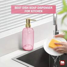 GMISUN Pink Soap Dispenser Bathroom, 1 Pack Glass Dish Soap Dispensers For Kitchen With Rustproof Plastic Gold Pump, 17 Fl Oz Bathroom Hand Soap Dispenser, Modern Liquid Dishwashing Dispensers Bottle - Chai màu hồng + Bơm vàng - Xem 7