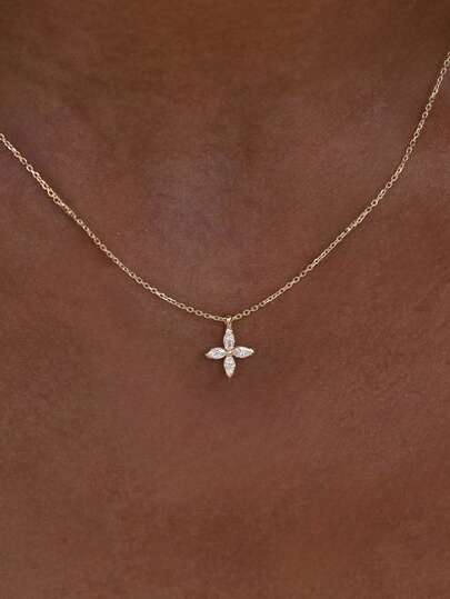 1pc Elegant Minimalist Inlaid Cross Pendant Necklace, Suitable For Daily Wear