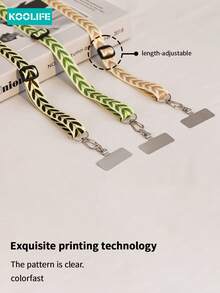 Koolife 1pc Adjustable Long Crossbody Phone Lanyard, Leaf Texture Wide Fabric Strap With Rotatable Metal Clip, INS Style Durable Anti-Chafing Fashion Accessory, Hands-Free For Outdoor Travel Daily Use, Fit For Phone Neck/Shoulder Hanging & Small Wallet Compatible With Android And Most Smartphone,Gifts For Mother, Family, Friends, Kids, Birthday, Holiday Phone Chain - Multicolor - View 7