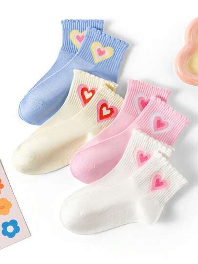 1双薄款糖果色蕾丝边粉色爱心网眼透气吸汗学生短袜，春夏款