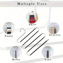 2pcs Metal Hanger, 14.96 Inch/38cm, Multi-Purpose Hanger For Hanging Pants, Skirts, Belts, Ties, Scarves, Durable And Space-Saving Storage Organizer - Multicolor - View 8