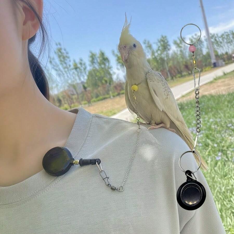 2.2cm/0.866in Adjustable Bird Harness Leash, Retractable Bird Rope, Bird Walking Tether, Parrot Flying Leash - Includes Neck Zipper - Multicolor - View 1