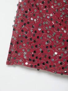 YROOE 时尚女装新款亮片迷你裙，百搭时尚，适合街头风、派对、性感、优雅场合，欧美性感紧身裙 - 酒红色，春假必备 - 酒紅色 - 查看 5