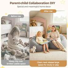 Stuffed Animal Storage Bean Bag Chair Cover For Adults No Filler Soft Comfy Velvet Beanbag Chair Cover Machine Washable Adults Bean Bag Chair With Handle For Living Room Bedroom Dark Gray#Xianjia 2026 - 深灰色 - 查看 5