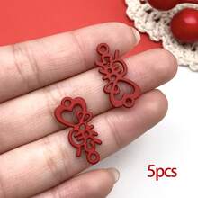 5/20个珐琅汉字新年吉祥祝福吊坠红色合金节日吊坠，适用于DIY珠宝工艺配件 - 紅色 - 查看 8