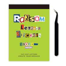 Ransom Letters Stickers Book 1500+ Pieces Retro Cut-Out Alphabet & Number Stickers For Scrapbooking Journaling DIY Crafts Vintage Holiday Gift For New Year - 綠色 - 查看 6