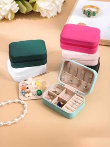 Hộp đựng trang sức mini, hộp đựng trang sức du lịch có khóa kéo di động, hộp quà tặng cho nữ, giá trưng bày trang sức đa chức năng cho nhẫn, mặt dây chuyền, bông tai, dây chuyền - Thích hợp cho bé gái và phụ nữ, quà tặng Halloween, quà tặng Giáng sinh. - nhiều màu - Xem 3