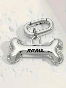 1个定制个性化刻字防丢狗牌 - 骨头形状宠物身份牌,采用耐用的双面镀金材质和圆环制成,光滑闪亮,适合各种场合,3D合金吊坠项链挂饰 - 彩色 - 查看 6