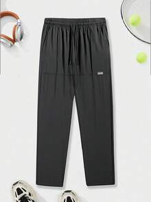 男士夏季轻薄透气宽松直筒裤，休闲户外 - 黑色 - 查看 2