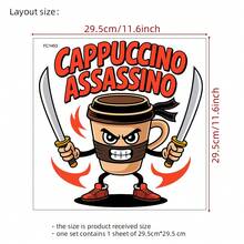 卡布奇诺刺客创意墙贴，PVC材质装饰墙贴，易于粘贴和移除，防水耐用，适合各种场所的墙面装饰。 - 彩色 - 查看 8