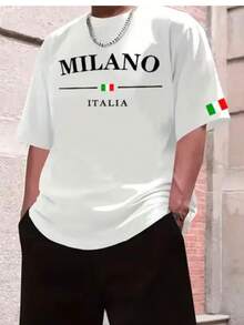 Men's Set: T-Shirt, Shirt, Italy Milano 100% Cotton, Sweat Shorts With Pocket, Gym, Casual, Workout - 白色/黑色短褲 - 查看 2