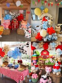 Bộ 115 bóng bay trang trí chủ đề nông trại, bao gồm bóng bay cao su họa tiết bò màu xanh và đỏ, thích hợp cho tiệc sinh nhật, cuộc thi cao bồi, tiệc cao bồi miền Tây, trang trí tiệc mừng em bé, trang trí chuồng trại và động vật. - Nhiều màu - Xem 6