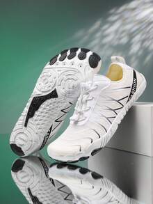 Męskie, lekkie, oddychające buty do wody Barefoot, wygodne, szybkoschnące, z antypoślizgową gumową podeszwą – regulowane sznurowadła – odpowiednie na plażę latem, fitness, bieganie w pomieszczeniach, jogę, siłownię, trening siłowy, buty codzienne do chodzenia po wodzie i lądzie - Biały - Zobacz 5