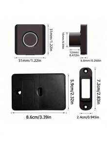 K16双门指纹柜锁，一键解锁，适用于家庭/办公室，小巧ABS智能生物识别锁，适用于文件柜/鞋柜，电池供电（不含AAA电池），安装简便 - 黑色 - 查看 7