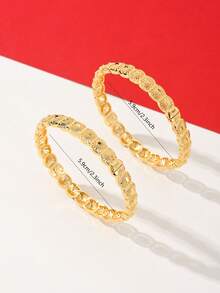 Bracelet jonc doré pour femme - Vintage de luxe - Alternative au bracelet jonc doré - Hautement recommandé - Or jaune - Voir 2