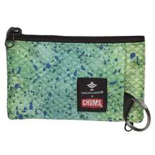 Chums Surfshorts Wallet - Lightweight Zippered Minimalist Wallet With Clear ID Window - Water Resistant With Key Ring - AquaFlaugeGreenDorado - View 1