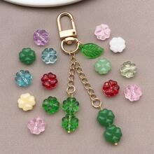 30/50pcs 10mm Clear Faceted Acrylic Four-Leaf Clover Beads With Holes For DIY Bracelet & Phone Strap Making, Lucky Charm Accessories.