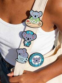 1pc/Set Koala Doctor Brooch Enamel Pins Custom Koala Tea 100% Certified Koala Brooches Backpack Lapel Badge Jewelry Gifts For Friends - Multicolor - View 2