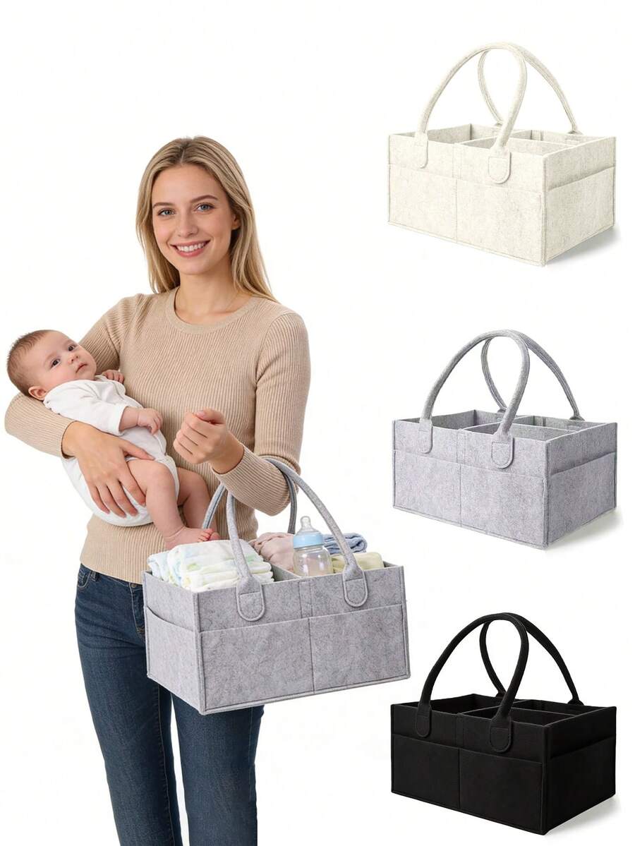 嬰兒尿布包 嬰兒包 新生兒必需品 尿布收納籃 嬰兒用品 嬰兒必備 嬰兒洗禮用品 嬰兒籃 男孩女孩通用嬰兒房裝飾 羊毛氈材質 內層隔層使用魔鬼氈 圖片場景效果可能較實際商品大,請以收到實品為準 羊毛氈材質承重能力較有限 灰色 米色 黑色 大號 - 彩色 - 查看 1
