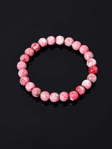 1条8毫米波西米亚风手工粉色宝石手链，缓解焦虑手链，焦虑脉轮保护手链，带来内心平静的宝石，疗愈水晶念珠手链