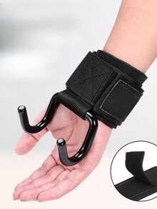 Pull-Up Assist Hook, Fitness Wrist Wrap Grip Hook Gloves, Deadlift Waist Support Single Bar Accessories - Black - View 1