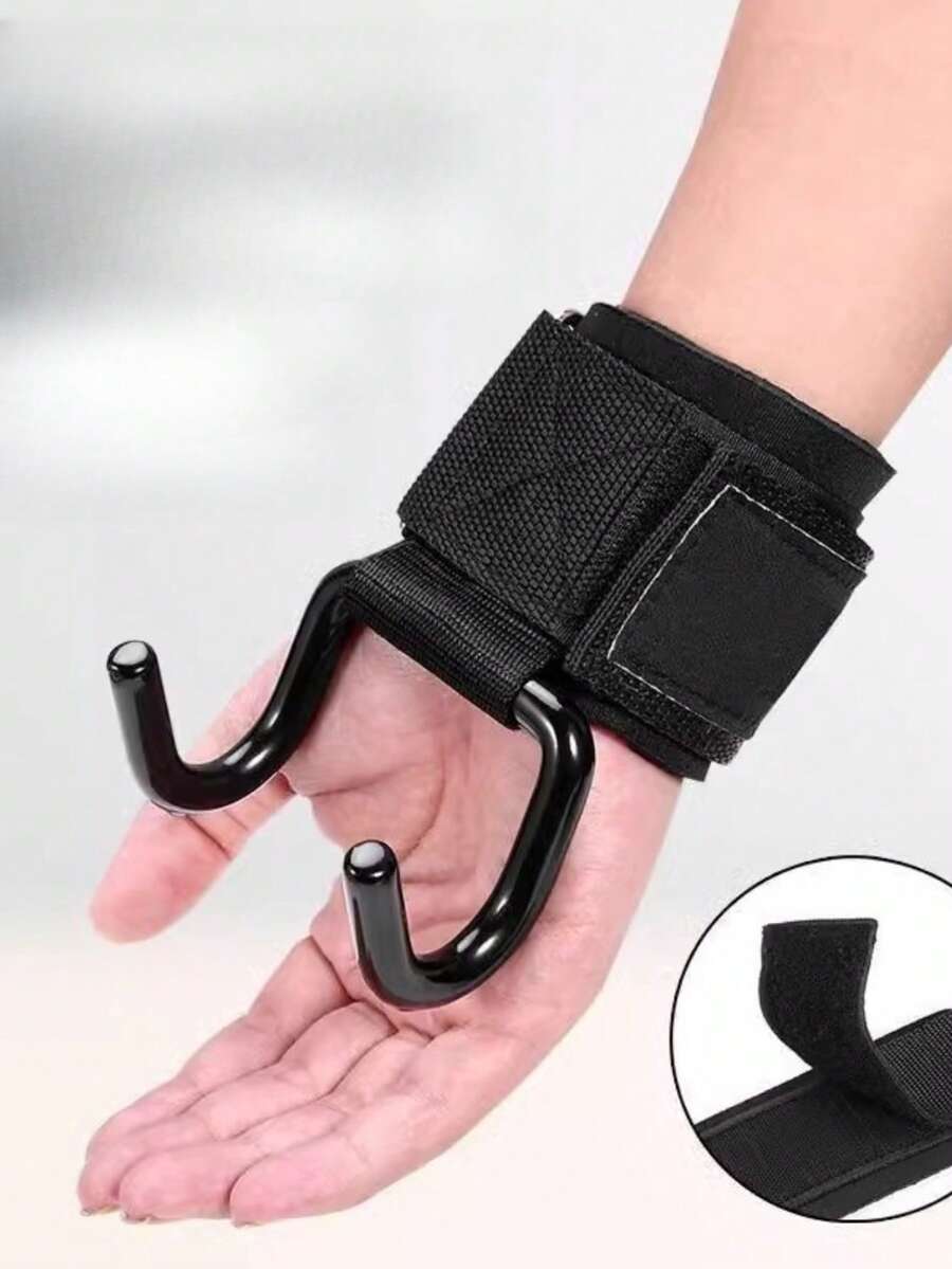 Pull-Up Assist Hook, Fitness Wrist Wrap Grip Hook Gloves, Deadlift Waist Support Single Bar Accessories - Black - View 1