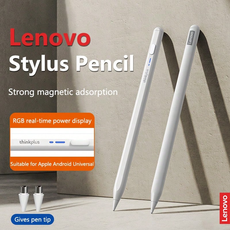 Lenovo Lápiz táctil capacitivo magnético BP16: Compatible con dispositivos Apple y Android, escritura de baja latencia, control táctil preciso, alta sensibilidad, ideal para trabajo de oficina, estudio y dibujo. - Blanco - Ver 1