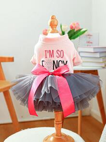 PETCIRCLE 1 bộ quần áo thú cưng ngày Valentine, trang phục cho chó mèo, váy ngoài trời phong cách thường ngày dễ thương lãng mạn cho chó nhỏ, chó con, chó poodle, chó gấu bông, váy voan cưới thời trang. - Nhiều màu - Xem 4