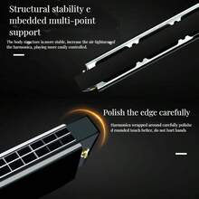 SELINER-24孔半音阶口琴，适合初学者、学生和专业人士，C调，节日礼物 - 金色 - 查看 6